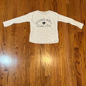 Kids Girls Long Sleeve T-Shirt White with Black print Size 6y